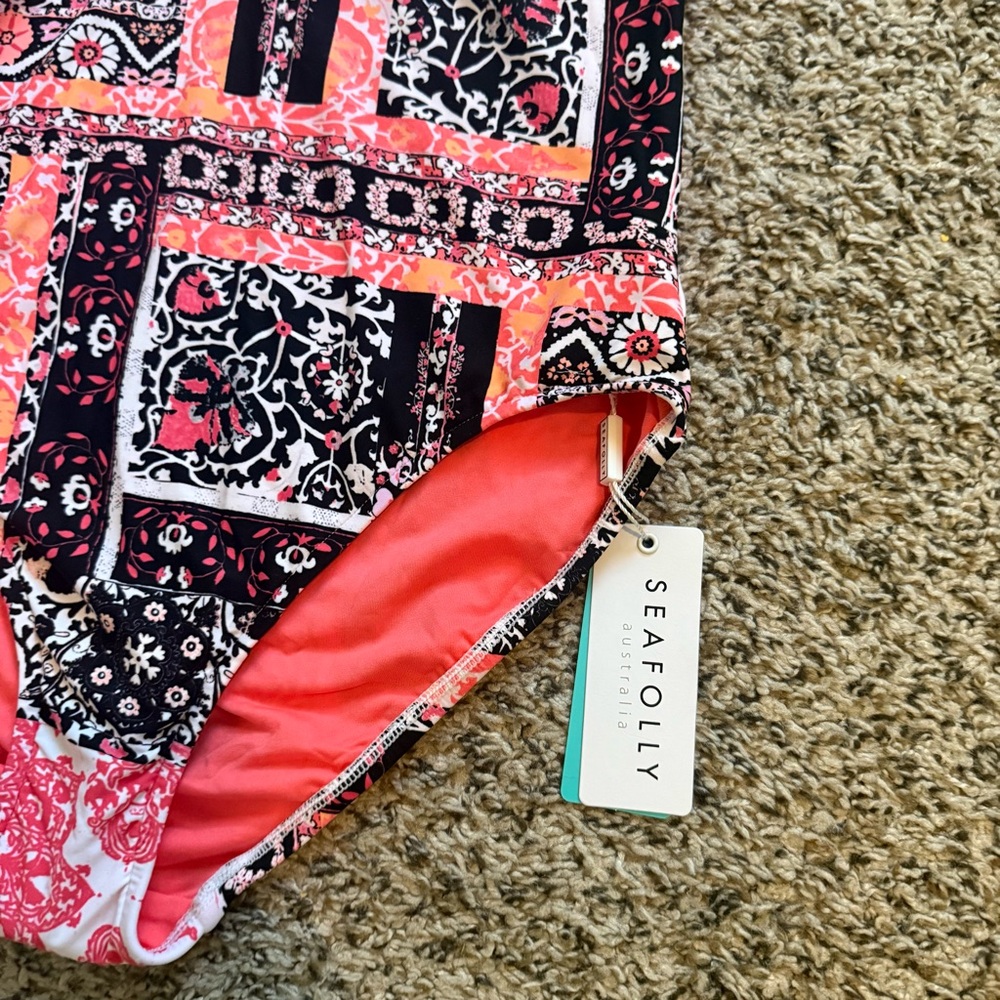 Seafolly Anthropologie Silk Market Boho Halter Maillot One Piece Swimsuit 10 - Picture 5 of 11